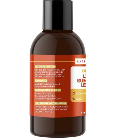 Kate Naturals Organic Sunflower Lecithin Liquid - 4oz | Vegan, Gluten-Free, for Baking, Cooking, and Lactation Support - Buy Online on GoSupps.com