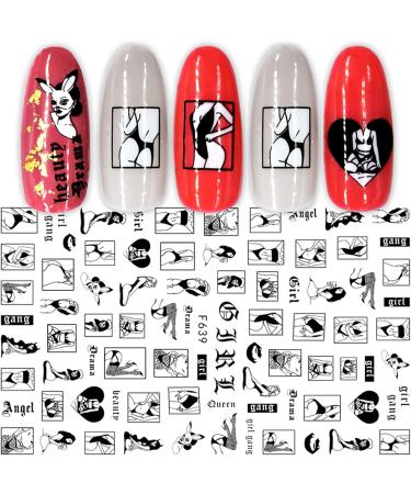 10 Sheets Geometry Nail Art Stickers Decals Self-Adhesive Black Heart Irregular Shaped Nail Supplies Nail Art Design Decoration Accessories - Buy Online on GoSupps.com