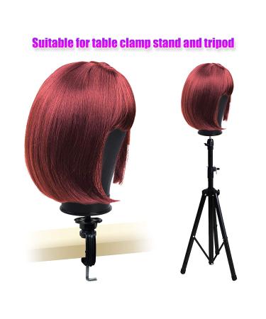 22 Inch Black Leather Wig Canvas Block Mannequin Head with C Stand - Ideal for Wigs Making & Display - Buy Online on GoSupps.com