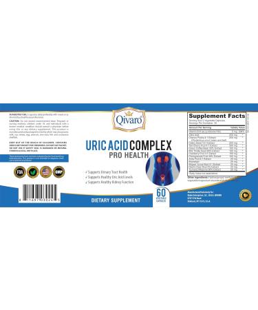 Qivaro Uric Acid Pro - Natural Supplement with Cranberry Celery Tart Cherry Devil's Claw and Green Coffee Bean Extracts - 60 Vegetable Capsules - Buy Online on GoSupps.com