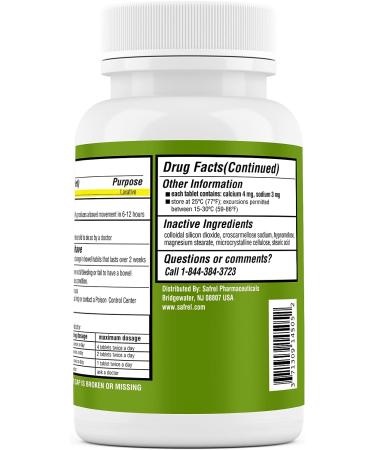 Safrel Senna 8.6mg Tablets (500 ct) - Natural Vegetable Laxative for Constipation & Bloating Relief | Generic Senokot Value Pack - Buy Online on GoSupps.com