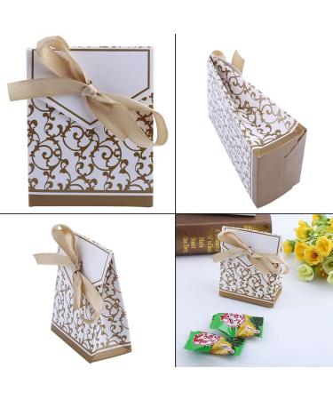 QANYEGN 10PCS Elegant Wedding Candy Bags 2 Colors Paper Bags with Ribbon Gift Bags for Party Favors and Gifts(Golden) - Buy Online on GoSupps.com