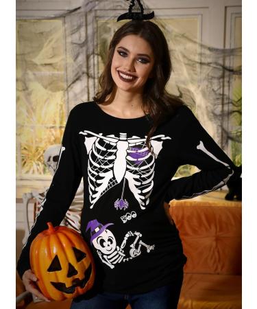 G and PL Halloween Women's Pregnancy Top Long Sleeve Maternity Funny Costume - Purple Skull Baby Design | Sizes S-XXL - Buy Online on GoSupps.com