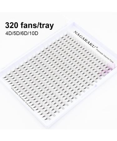 Nagaraku 10D Eyelash Extensions - 320pcs Premade Fans C Curl 15mm Narrow Stem - International Shipping Available - Buy Online on GoSupps.com