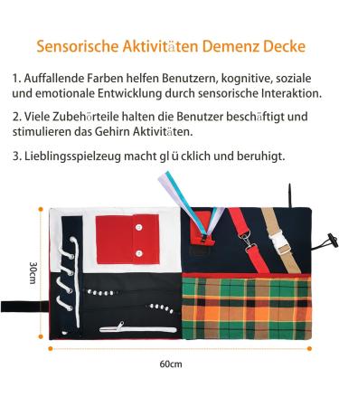 Dementia Fidget Blanket for Alzheimer's & Seniors | 60x30cm Sensory Occupation Aid for Anxiety & Asperger's - Buy Online on GoSupps.com