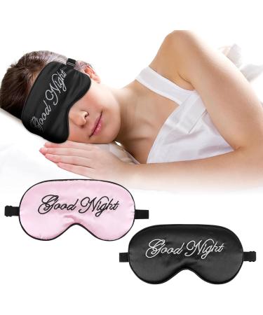 Sleep Mask 2 Pack Pure Silk Eye Masks with Adjustable Strap | Soft Satin Blindfold for Travel Napping & Meditation | Blackout Eye Shade for Men & Women (Black Powder - Buy Online on GoSupps.com