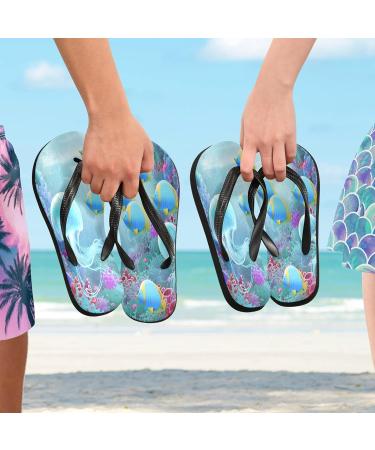 Mnsruu Underwater World Flip-Flops - Jellyfish & Coral Reef Design | XS for Men & Women | Perfect for Home Hotel Spa & Travel - Buy Online on GoSupps.com