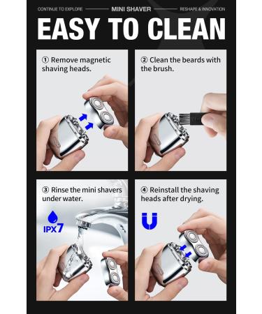 Alloy Mini Electric Razor for Men Portable Cordless Travel Electric Shaver USB-C Rechargeable Electric Shavers for Men IPX7 Waterproof Magnetic Detachable Head Dry Shave Leather Case Included Silver - Buy Online on GoSupps.com