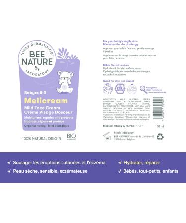Bee Nature - Baby Face Moisturizer - Organic Honey - Relieve Eczema - Softness Repair - 100% Natural - Suitable for Newborns with Dry and Sensitive Skin - 2 Pieces (2 * 50ml) - Buy Online on GoSupps.com