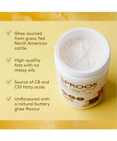 SPROOS MCT Ghee Creamer | Grass-Fed Ghee MCT Powder | Unsweetened | Keto + Paleo Friendly | Tub 220 g - Buy Online on GoSupps.com