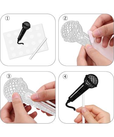 18pcs Black Glitter Microphone Dessert Cupcake Topper for Music KTV Theme Decor Supplies Boys Girls Happy Birthday Anniversary Wedding Party Decoration - Buy Online on GoSupps.com