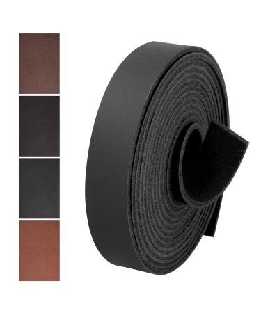 JinRuiKJ Top Grain Leather Strap - 1/2 Inch Wide 72 Inches Long Black Leather Strips - Very Suitable for DIY Arts & Craft Projects, Traction Ropes, Bag Straps, Furniture Handles Black 0.5''x72'' (1.3x182cm)
