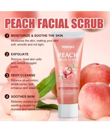 Peach Face & Neck Scrub - Gentle Exfoliation & Deep Cleansing for All Skin Types | Refreshing Daily Care Cream (1.76oz - Buy Online on GoSupps.com