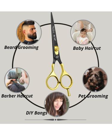 Glamified Glam Hair Cutting Scissors -Sharp Razor Edge Blade Hair Shears Series - 5.5" with Fine Adjustment Stainless Steel Hair Scissors Professional for Men Women & Babies (Black+Gold) - Buy Online on GoSupps.com