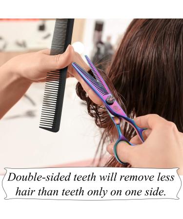 6 Inch Rainbow Double Sided Thinning Shears for Men, Women, Kids - Professional Barber Haircut Scissor for Blending and Texturizing - Buy Online on GoSupps.com