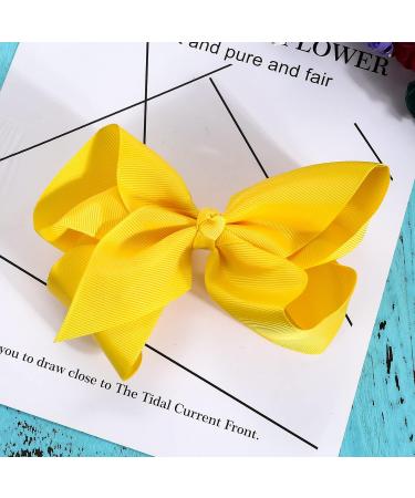 Sibba Ribbon Hair Bows Clips Barrettes - 2 Pcs 6 Inch Vintage Ponytail Holder Cheerleading Hairpin - Yellow Hairbows for Christmas, Valentine's Day, Easter - Girl's Styling Accessory - Buy Online on GoSupps.com