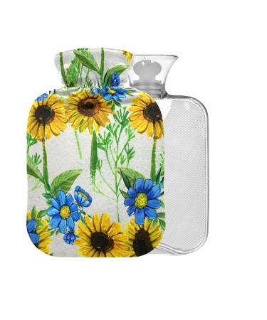 Sunflowers Hot Water Bottle with Cover 2L Large Hot Water Bag for Pain Relief Bed Hand and Feet