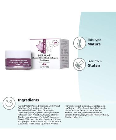 Derma E Advanced Peptides & Collagen Eye Cream - 12 oz | Anti-Aging Moisturizer - Buy Online on GoSupps.com