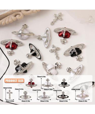 Planet Nail Art Charms 32 Pcs Silver Planet Nail Charms Nail Gems Cross Nail Rhinestones Luxury Nail Jewelry Accessories for Women Girls DIY Jewelry Making Nail Decorations (Silver B) - Buy Online on GoSupps.com