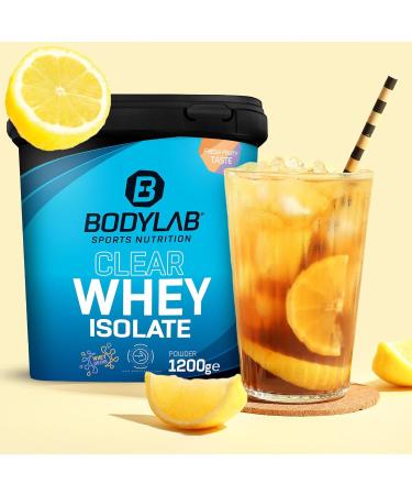 Bodylab24 Clear Whey Isolate 1200g Ice Tea Lemon protein shake made from 96% whey protein isolate refreshing fruity drink can help build muscle - Buy Online on GoSupps.com