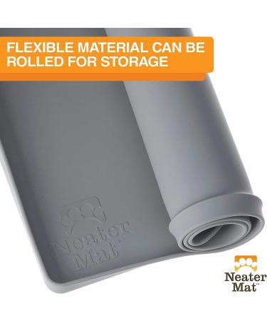 Neater Pet Brands Waterproof Silicone Pet Mat 24x16 Gunmetal - Protect Floors from Food & Water - Buy Online on GoSupps.com