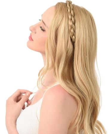 Gledola Chubby Narrow Synthetic Hair Braided Headband Classic Chunky Plaited Braids Elastic Stretch Hairpiece Women Girl Beauty accessory 58g (Honey Blonde) - Buy Online on GoSupps.com