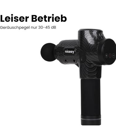 Niceey Massage Gun - 30 Speed Percussion Device for Muscle Relief | Massage Mat & 6 Heads for Shoulder & Back Relaxation - Black - Buy Online on GoSupps.com