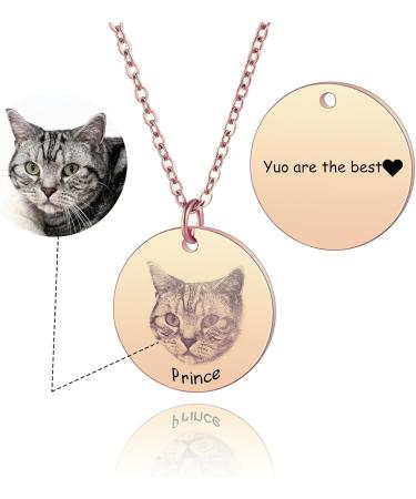 Personalized Pet Necklace for Men & Women - Engraved Dog Cat Portrait Pendant | Stainless Steel Rose Gold Gift - Buy Online on GoSupps.com