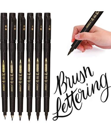 MISULOVE Hand Lettering Pens Calligraphy Pens Brush Markers Set Soft and  Hard Tip Black Ink Refillable 