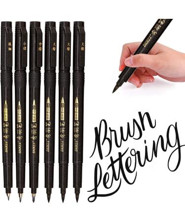 MISULOVE Hand Lettering Pens Calligraphy Pens Brush Markers Set Soft and  Hard Tip Black Ink Refillable - 4 Size(6 Pack) for Beginners Writing Art  Drawings Water Color Illustrations Journaling