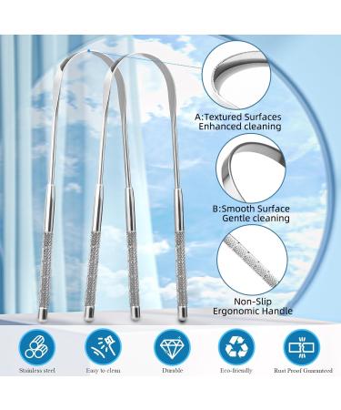 Y-Kelin Stainless Steel Tongue Scraper for Adults - 2PCS with Travel Case | Best Solution for Bad Breath & Oral Health Care - Buy Online on GoSupps.com