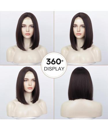 Dark Brown Shoulder Length Bob Wig for Women | Hand-Tied Heat Resistant Hairline | Natural Middle Part | 12inch - Buy Online on GoSupps.com