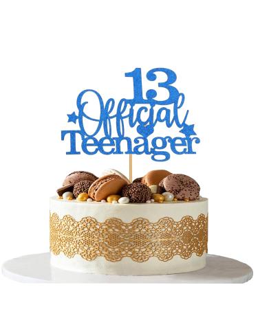 LIANRISES 13th Birthday Cake Topper Personalised Cake Topper Happy Birthday Cake Topper Teenager Birthday Decorations Blue Giltter