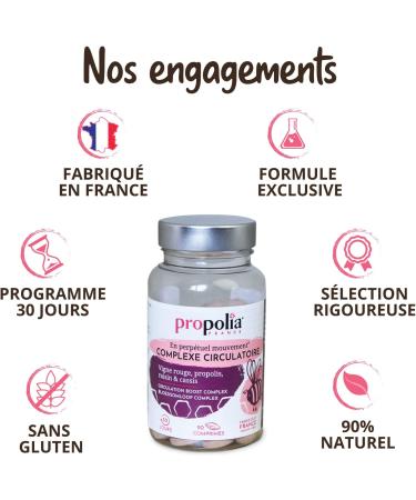 PROPOLIA - Circulatory complex - Blood circulation Light legs - Propolis Red vine & Blackcurrant - Dietary supplement - Made in France - 90 tablets - Buy Online on GoSupps.com