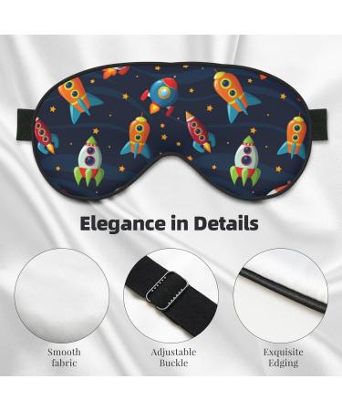 Spaceships and Stars Print Sleep Eye Mask - Soft Blindfold with Elastic Strap for Travel & Night Sleeping - Buy Online on GoSupps.com