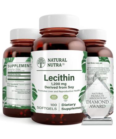 Natural Nutra Soy Lecithin Dietary Supplement, Support Brain Functioning, Liver Performance and Reproductive Health, Infant Development, Boost Brain Functioning, Gluten-Free, Non GMO, 100 Softgels 100 Count (Pack of 1)
