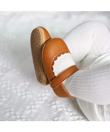 Baby Girls Mary Jane PU Leather First Walking Shoes | Anti-Slip Infant Princess Shoes (Size 0-6 Months) - Brown - Buy Online on GoSupps.com