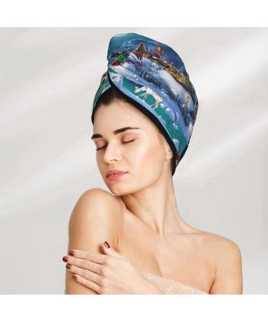Hair Towel Wrap - Fast-Drying Towel Turban for Quick Hair Drying - Christmas Tree Design - Buy Online on GoSupps.com