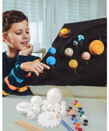 Pllieay Solar System Model Kit- 14 Foam Spheres, 12 Bamboo Sticks, 12 Pigments, 2 Brushes- School Science Projects - Buy Online on GoSupps.com
