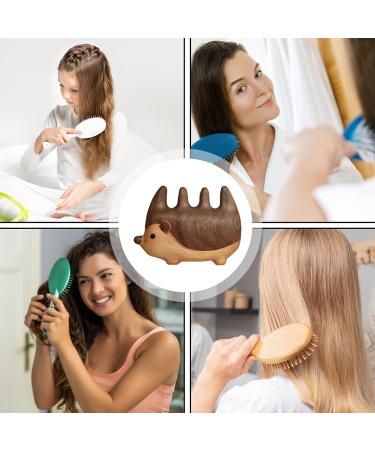 Wooden Scalp Massage Comb | Hedgehog Wide Tooth Comb for Scalp Stimulation | Antistatic Cute Hair Care Device for Women & Men | Firulab - Buy Online on GoSupps.com