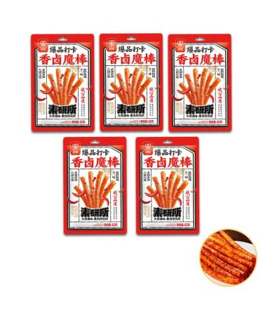 McKona spicy 62g per bag big latiao spicy chinese snacks hot & spicy stick gluten strips sharp wheat snack classic hot strips for the office (spicy spicy stick) (5 PCs)