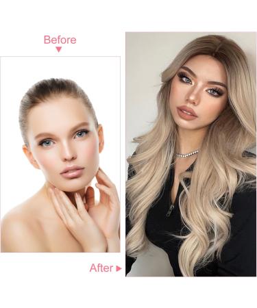 Long Wavy Blonde Wig with Dark Roots | Heat Resistant Synthetic Hair for Women | Daily Party & Cosplay Use (#5) - Buy Online on GoSupps.com