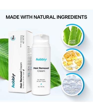 AOBBIY Hair Removal Cream for Women - Powerful & Effective Depilatory Cream - 10 Minutes - No Smell - Non-Irritating - For All Skin Types - 100ML - (Pack of 1) - Buy Online on GoSupps.com