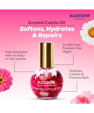 Blossom Hydrating Moisturizing Strengthening Cuticle Oil with Real Flowers - Strawberry Scented, Made in USA - 0.42 fl. oz - Buy Online on GoSupps.com