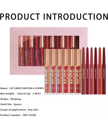  Generisch Women's Lipstick - 6 Colors - Waterproof - Matte - With 6 Lip Liners - Water-Resistant Lip Color - For Women Girls Parties Makeup Beauty Dates - Buy Online on GoSupps.com