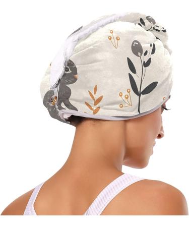 Black Rabbit Leaf Hair Towel 2 Pack - Super Absorbent Quick Dry Hair Turbans for Women & Girls | Durable Button Twisty Wrap Hair Drying Towels - Buy Online on GoSupps.com