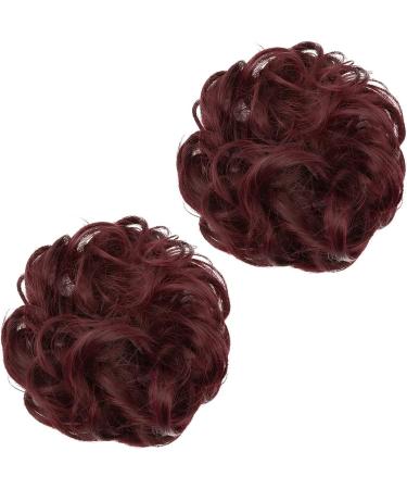 SARLA 2PCS Messy Hair Bun Hair Piece Small Scrunchies | Wine Red Updo Hair Extensions for Women & Girls - Buy Online on GoSupps.com