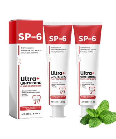 Sp-6 Ultra Whitening Toothpaste Ms Drwikey Toothpaste Sp-6 Pasta Dental Sp-6 Sp6 Ultra Whitening Toothpaste Oralhoe Toothpaste Sp 6 Whitening Toothpaste Removes Years of Stains (2PCS-RED)