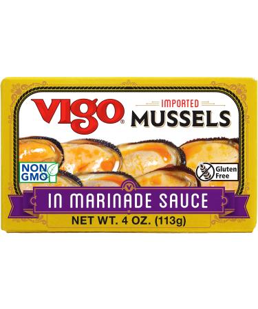 Vigo Premium Imported Canned Seafood, Mussels in Marinade Sauce, Specialty Flavored, Perfect for Recipes and Dishes (Mussels in Marinade Sauce, 4 Ounce (Pack of 10)) Mussels in Marinade Sauce 4 Ounce (Pack of 10)