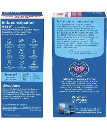 Mommy's Bliss Kids Constipation Ease 4 Years+ - Orange, 4 fl oz - Fast Relief - Buy Online on GoSupps.com